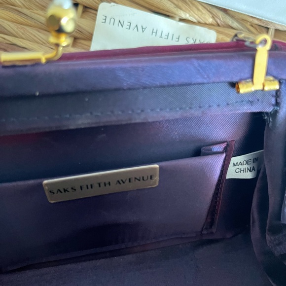 Saks Fifth Avenue Waved Satin evening Clutch - Picture 3 of 5